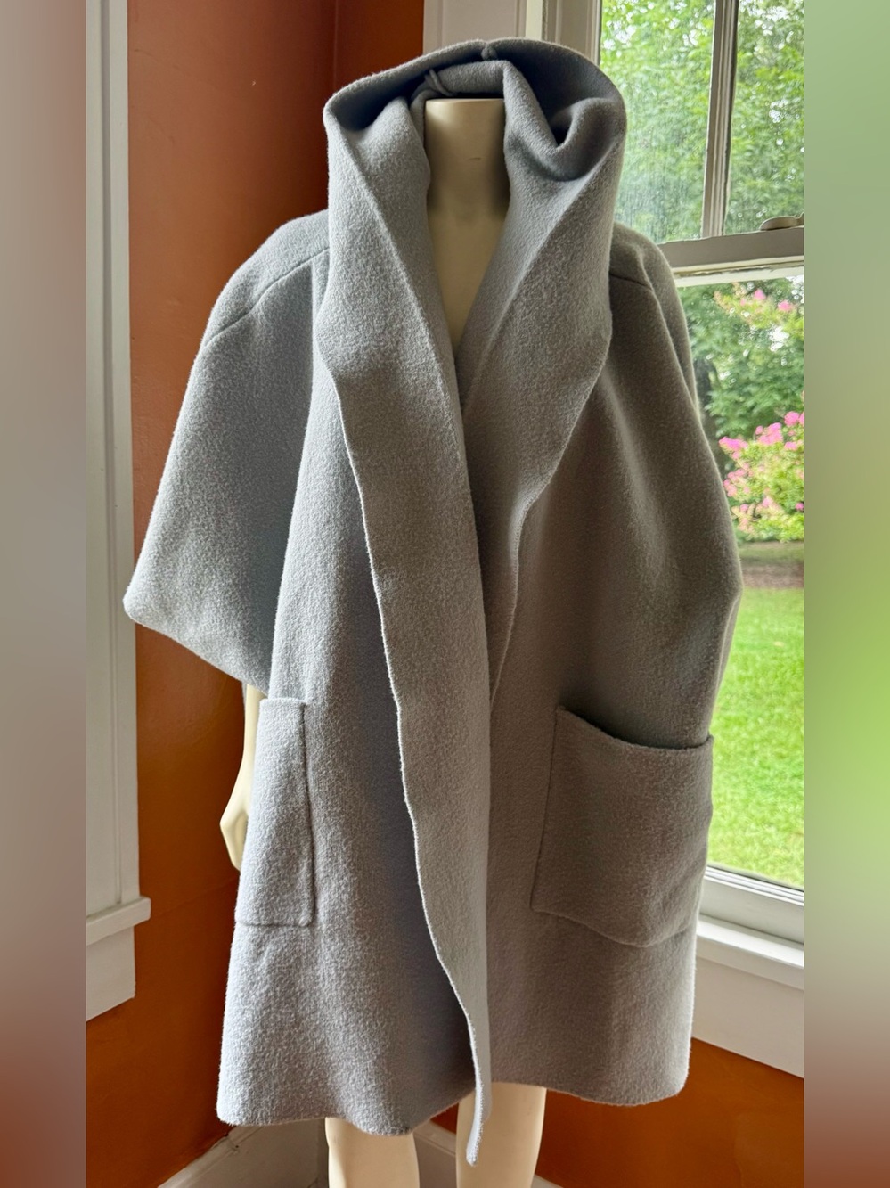 Free People Blue-Grey Open Front Boxy Jacket/Sweater